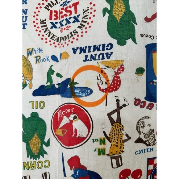 Vintage novelty print brands blanket coverlet with fringe - Picture 2 of 10